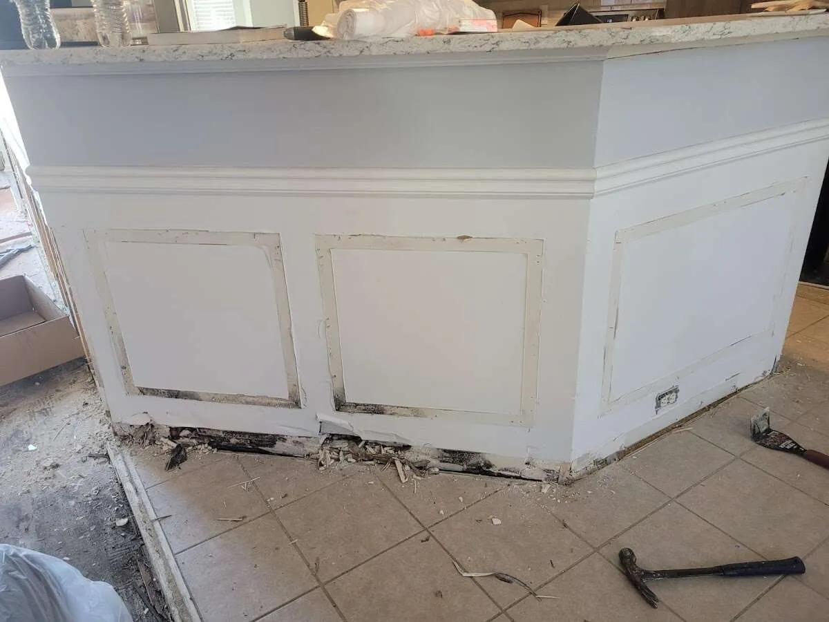 Water damage and mold on kitchen during Storm Damage Restoration in Princeton